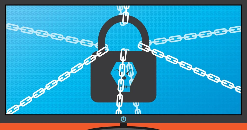 A digital lock symbolizing cybersecurity amidst a blue-toned background, representing AI Fueled Cybercrime in protecting against cyber threats.